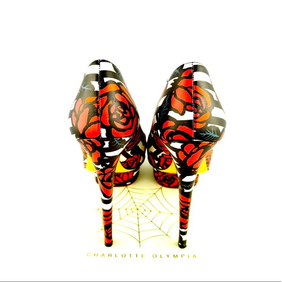 Charlotte Olympia Rose Print Dolly Pumps - Picture 5 of 6